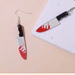 Bloody Blade Dangle Earrings | Creepy-Cute Accessory! New!